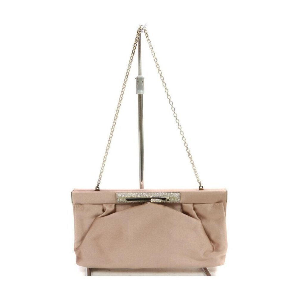 Valentino Pink Satin Clutch on Chain Crystal Eveni